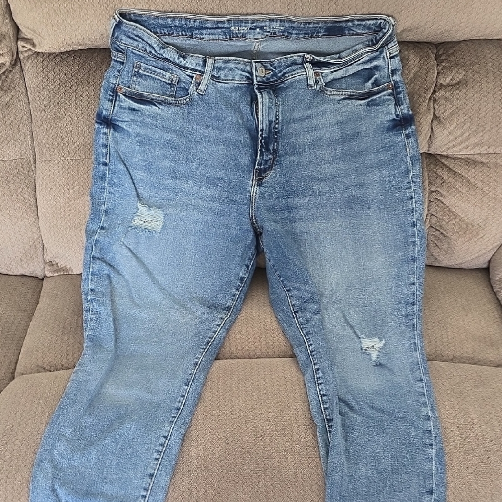 Old Navy Blue Skinny Jeans with Distressed Details